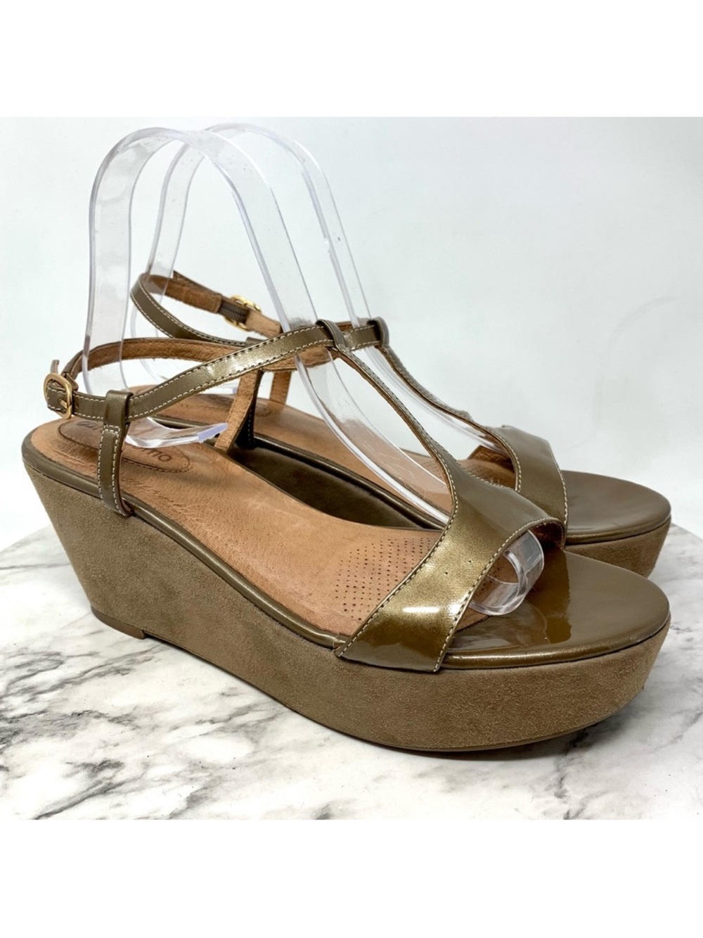 Corso Como T-Strap Patent Bronze Platform Sandals 9.5 Bohemian Classic Retro